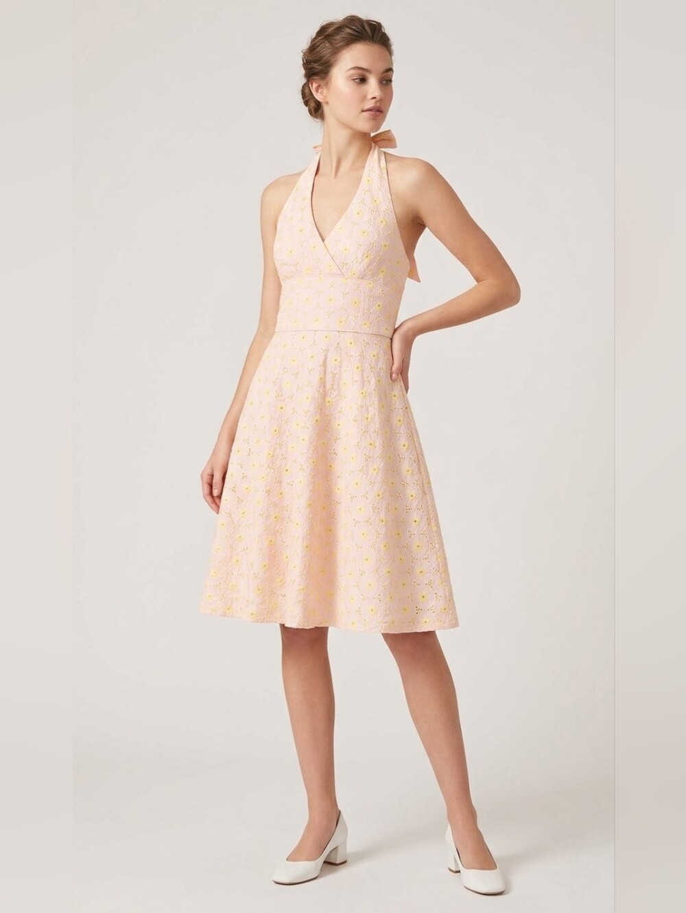 Lilly Pulitzer Pale Pink Halter Dress with Subtle pineapple print